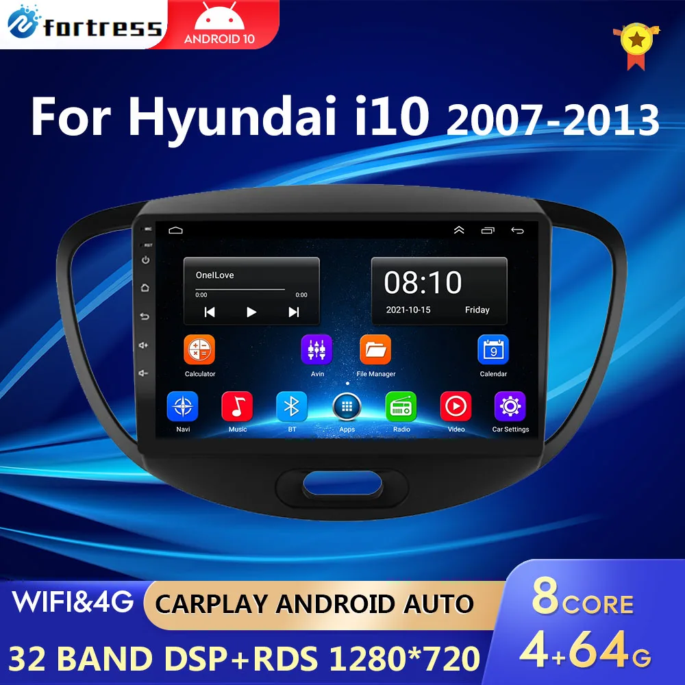 4G+64G CarPlay 2din Android Auto Radio GPS Multimedia Player for Hyundai i10 - £83.83 GBP+