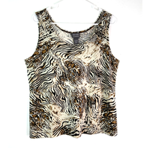 Additions by Chicos 2 Sleeveless Zebra Tank Top Scoop Neck Stretch Women Size L - £9.86 GBP