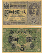 Germany P56, 5 Mark, State Loan Note, young woman with flowers in hair, ... - $47.63 MXN