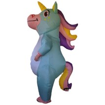 Unicorn Inflatable Costume with Fan Adult Size Blue Horse Rainbow Halloween - £35.29 GBP