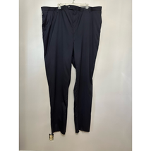 Dress Pants Mens Black Solid Pockets Flat Front High Rise Raw Hem Zip 50... - £14.74 GBP