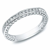 Filigree Ring 0.50Ct Simulated Diamond White Gold Plated Wedding Band Size 5.5 - £112.14 GBP