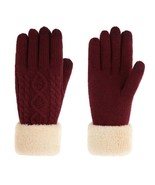 Women&#39;s Winter Touchscreen Knit Gloves Warm Burgundy One Size - £6.84 GBP