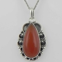 925 Sterling Silver Carnelian Handmade Necklace 18&quot; Chain Festive Gift PS-2016 - £25.48 GBP