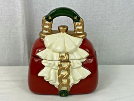 David&#39;s Cookies Mini Purse Cookie Jar Red, White, Green, Gold 6 1/2&quot; Tall !!!!!! - £15.60 GBP