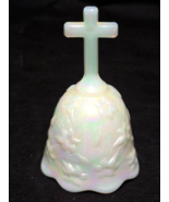Vintage FENTON Easter Lilies 5.75&quot; Iridescent Opalescent Glass Bell &amp; Cl... - $682.94 MXN