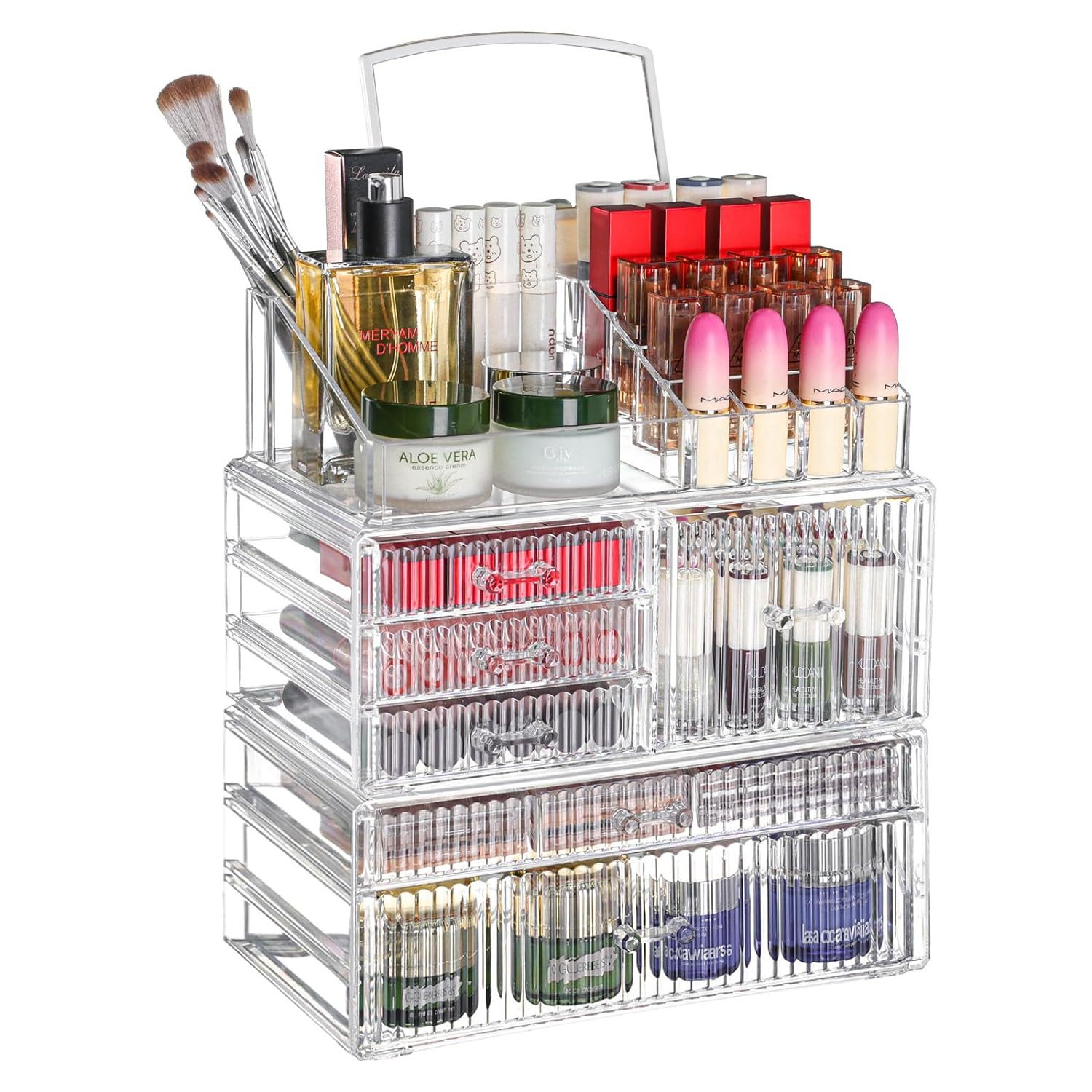 3 Pack Clear Acrylic Makeup Organizer With 6 Drawers,11” Long Large Cosm... - $35.96