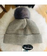 Portolano Cashmere &amp; Faux Fur Pompom Beanie Hat, Gray, One Size, Luxurio... - $1,286.83 MXN