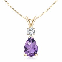 ANGARA Amethyst Teardrop Pendant in 14k Solid Gold (Grade-A Size-12x8) - £611.53 GBP