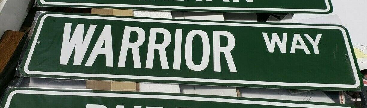 WARRIOR Way Mini Bike Street Sign, 24&quot; x 6&quot; Green with White lettering - $24.99