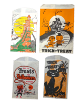Vintage Halloween Treat Candy Goodie Bags Haunted Castle Cowboy Goblin Black Cat - £16.06 GBP