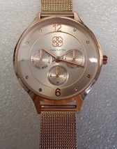 Daisy Fuentes Rose Gold Tone Dial Round Case Mesh Stainless Steel Band W... - $9.85