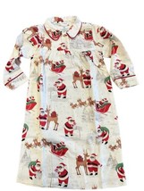 Pottery Barn Kids Girls Nightgown Heritage Santa Polyester Flannel Sz 8 Nwt - $19.19