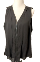 Lysee Black V Neck Sleeveless Top Front Zip Size 3X, NWT - £17.58 GBP