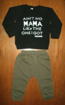 NEW Ain&#39;t No Mama Like the One I Got 2 pc pant set sz 18 mo. black &amp; green knit - £7.82 GBP
