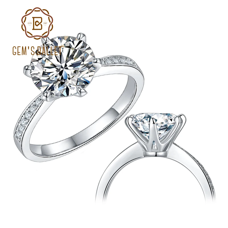 Gold 925 SilverJewelry 1ct 2ct 3ct Classic Style Moissanite Ring Wedding Engagem - £53.70 GBP