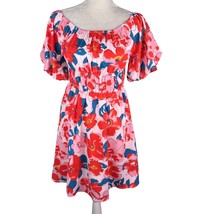 Prettygarden Dress Floral Off Shoulder Pink Red Small Lined New - $29.69