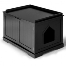 Cat Litter Box Enclosure with Double Doors for Large Cat and Kitty-Black... - $134.11