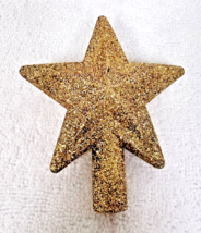 Christmas Plastic Gold Glitter Star Shaped Tree Topper 4 1/2" Tall - $12.38