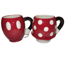 Disney Mugs Micky & Mimnie Mouse Ceramic Red White Black Hot Cocoa Kids NEW 4" - £11.83 GBP