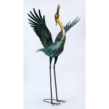 Wings Up Gold Neck Heron Garden Statue - $218.35