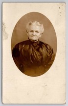 RPPC Old Woman Dark Victorian Dress Oval Studio Portrait Postcard P21 - £9.40 GBP