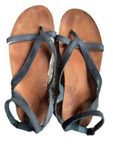 Chaco Sofia Black Leather Comfort Summer Thong Ankle Strap Sandals Womens Sz 9 - £28.01 GBP
