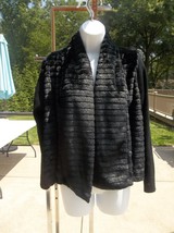 Nwot Ruby Rd Black Fur Front Ribbed Sweater Jacket 12P - £23.72 GBP