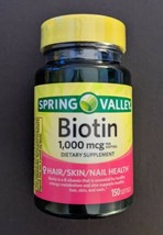 Spring Valley Biotin 1000mcg 150-CT Nail Skin Hair Health SAME-DAY SHIP - £10.24 GBP