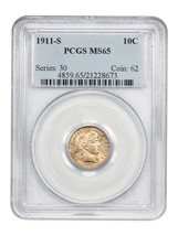 1911-S 10C PCGS MS65 - $1,018.50
