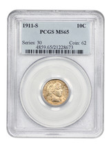 1911-S 10C PCGS MS65 - £811.20 GBP