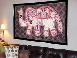 Indian Vintage Cotton Wall Tapestry Ethnic Elephant Hanging Decor Hippie X29 - £19.18 GBP