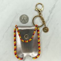 Faux Leather Beaded Small Bottle Holder Bag Charm Keychain Keyring - £5.45 GBP