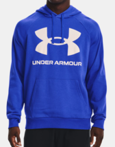 Under Armour Hoodie Men&#39;s Large Rival Fleece Big Logo Color Pullover Blue NWT - £22.08 GBP