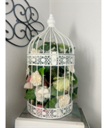 White Decorative Birdcage Round,  includes Flowers, Pre-Owned - $38.47 CAD
