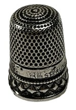 Antique Sterling Silver Thimble Stern Bros Folk Art Floral Design Size 8 - £25.04 GBP