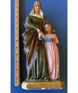 Vtg St. Anne with Mary Chalkware Statue Figurine Italy Columbia Statuary... - $67.30 CAD
