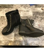 Miista London Wedge Leather Boots Eyelet Lace Up SZ 36 EU 5.5-6 US Retai... - £54.52 GBP