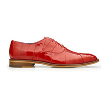 Men Belvedere Shoes Mare Genuine Ostrich Eel Leather Lace up Ant. Red  2P7 image 3