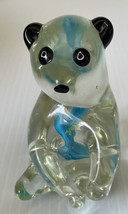 Vintage Murano Style Art Glass Floral Panda Paperweight Sculpture - $45.49