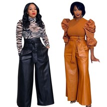 High Waist PU Leather Pants - $1,215.53 MXN