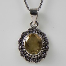 Solide 925 Argent Sterling Citrine Pendentif Collier Femme PSV-1142 - £29.12 GBP+