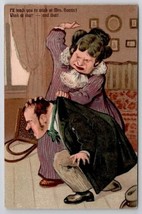 Artist Impression Wife Spanks Flirting Husband PFB Series 6538 Postcard H32 - $8.95