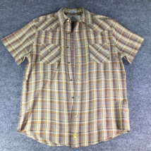 Rewire Mens Western Cowboy Shirt Brown Multicolor Plaid Short Sleeve Slim Fit M - £17.79 GBP