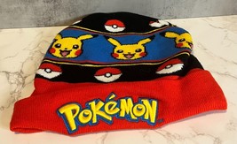 Official Nintendo Pokemon Pikachu Cuffed Knit Beanie Cap Hat Pokeball St... - £9.56 GBP