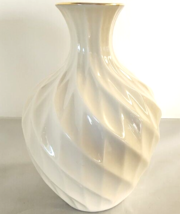 Lenox Richmond Collection 5 1/2&quot; Vase Gold Trim Swirl Shape Crafted in USA - £14.73 GBP