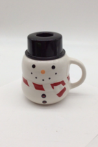 Williams Sonoma SNOWMAN 10oz Lidded Hot Chocolate Mug Christmas Bonjour - £6.69 GBP