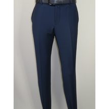 Men's MONO Turkey Slacks 100% Wool Plain Front Slim Fit 2502-04 Royal Blue image 12