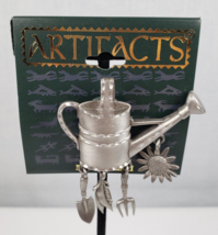 Vintage JJ Jonette Pewter Watering Can Dangle Flower Fork Shovel Veggie ... - $24.36
