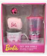Barbie Cozy Sock Bundle with Glitter Keychain, Mug, and Tumbler - $40.62 CAD